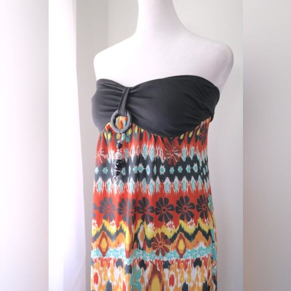 Drama Gold Multicolor Beaded Bandeau Maxi Dress - Picture 4 of 9